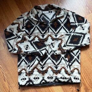 PacSun Aztec Quarter-Zip Pullover in Cream, Black & Brown